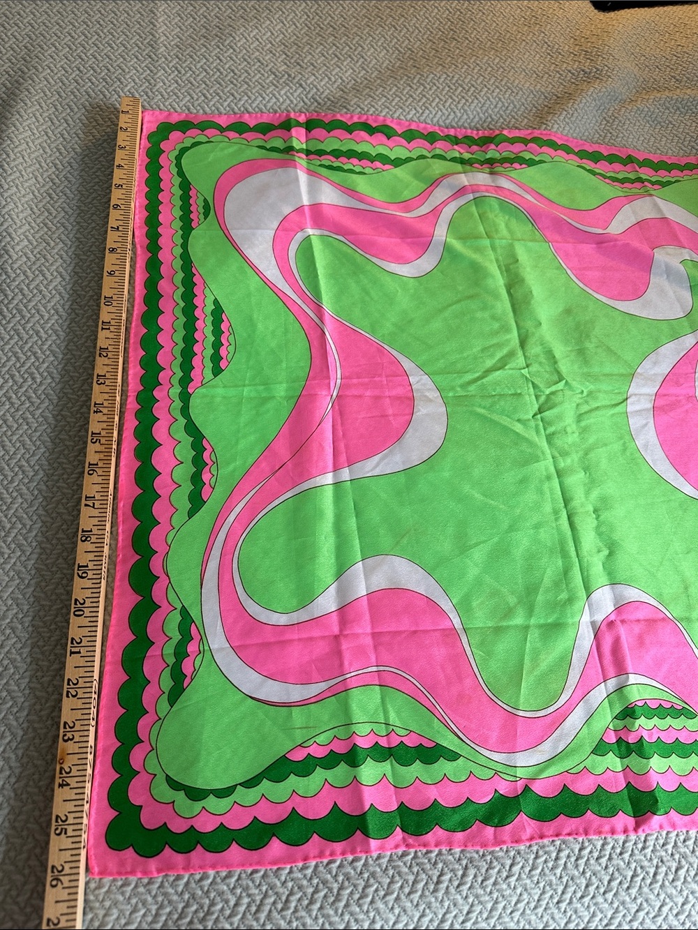 Green and Pink Women's Fashion Scarf - Vibrant Swirl Print - Picture 10 of 16